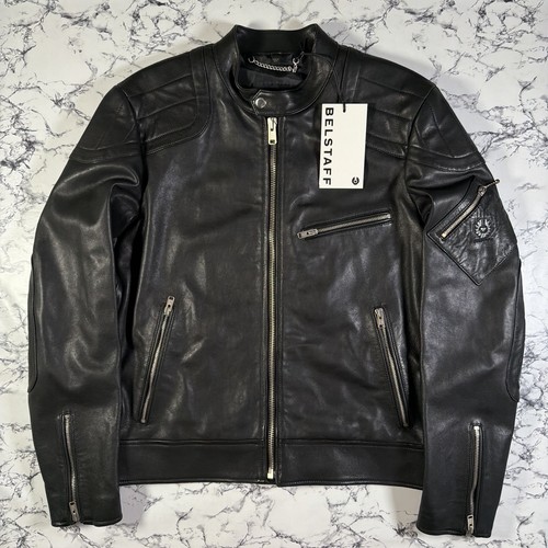 Belstaff mens black leather - black,